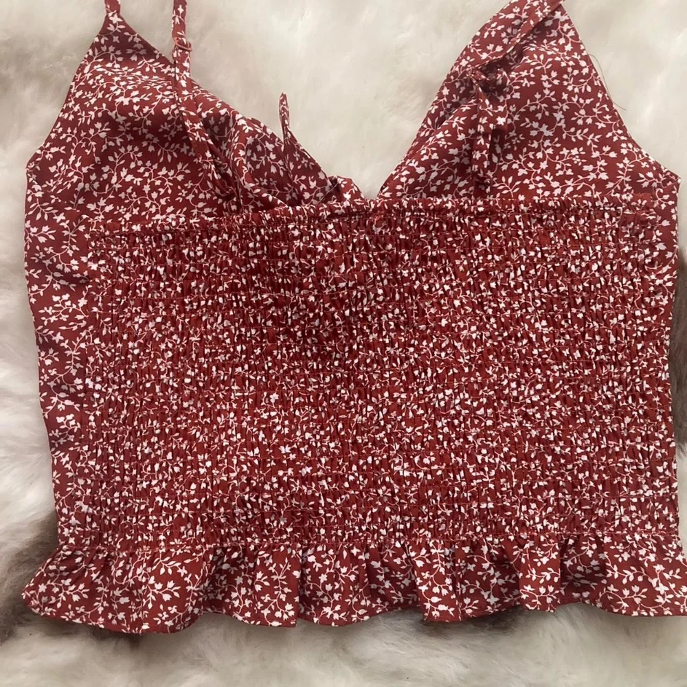Princess Polly Rust Red Floral Tie-Front Tank - Picture 2 of 4